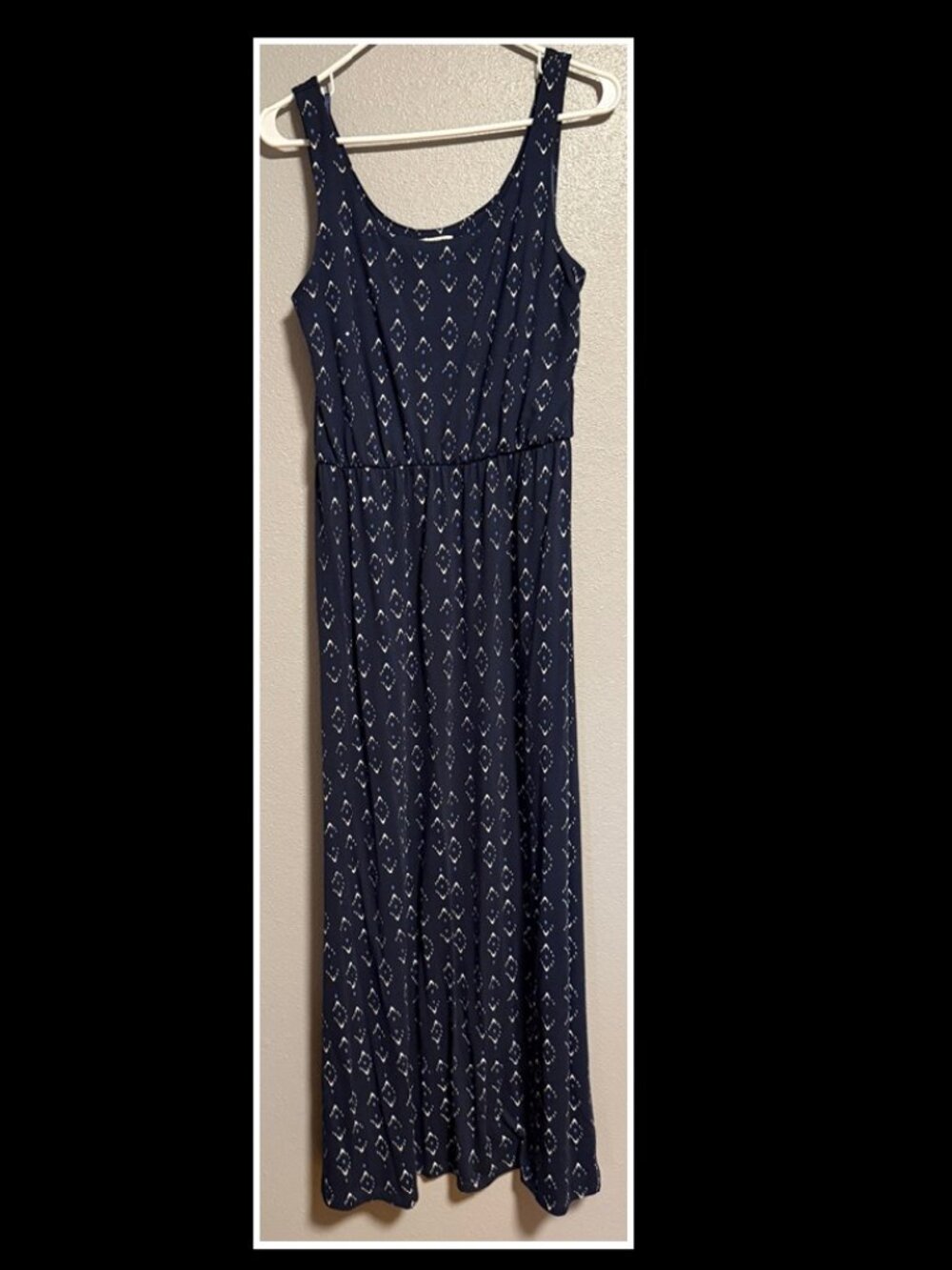 Sonoma Women's L Blue Geo Maxi Dress A-Line Stretchy Breathable EUC